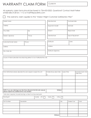 Warranty Claim Form