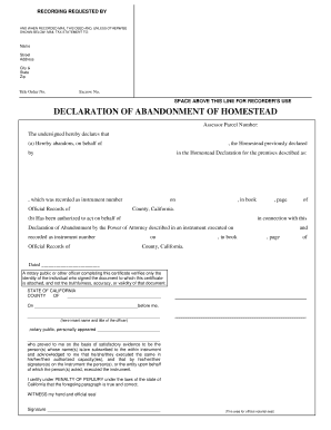 California Declaration of Abandonment of Homestead