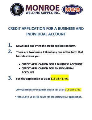 Credit Application for Business and Individual Accounts