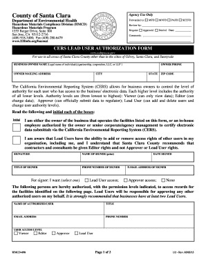 CERS Lead User Authorization Form
