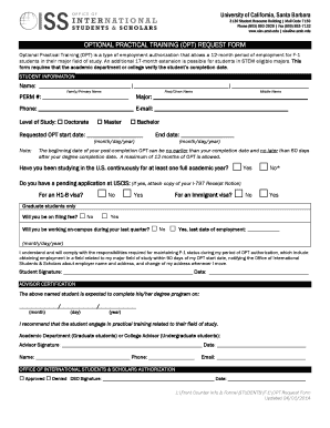 OPT Request Form