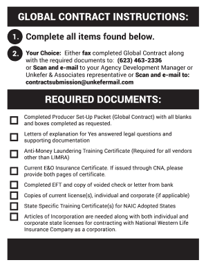 Global Contract Producer Set-Up Packet