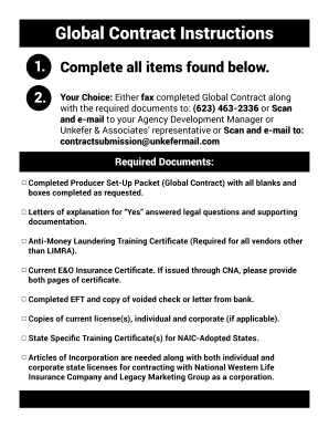 Global Contract Producer Set-Up Packet