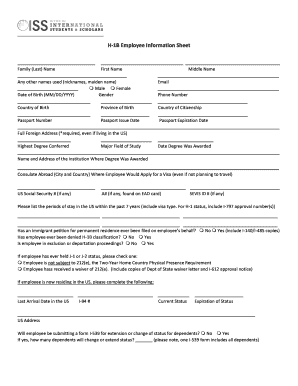 H-1B Employee Information Sheet