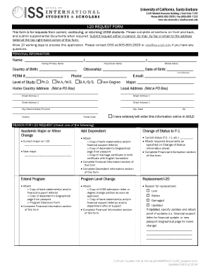 UCSB I-20 Request Form
