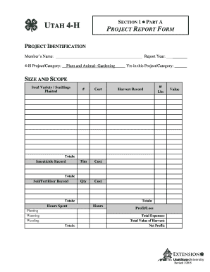 Utah 4-H Project Report Form