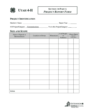 Utah 4-H Project Report Form