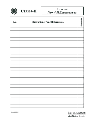 Utah 4-H Non 4-H Experiences Form