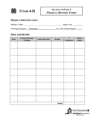 Utah 4-H Project Report Form