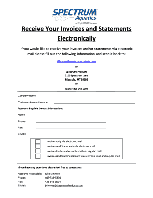 Invoice and Statement Electronic Delivery Request Form