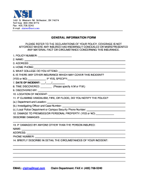 Student Property Claim Form