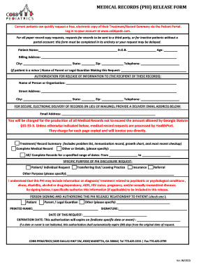 Medical Records Release Form - Cobb Pediatrics