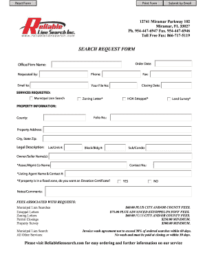 Municipal Lien Search Request Form