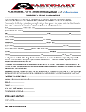 Credit Card Authorization Form