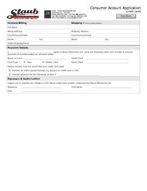 Consumer Account Application