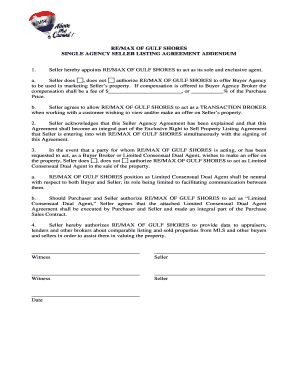 RE/MAX Seller Listing Agreement Addendum