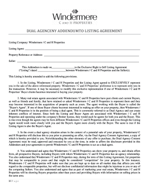 Dual Agency Addendum to Listing Agreement