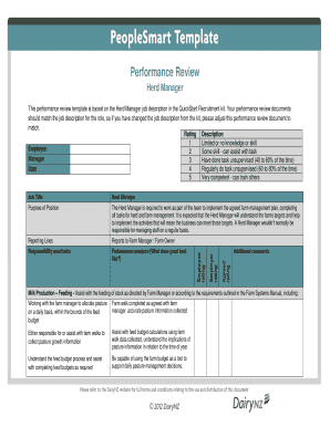 Herd Manager Performance Review Template
