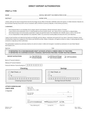 Direct deposit on bank statement - DIRECT DEPOSIT AUTHORIZATION - Solana Beach Elementary - sbsd schoolwires