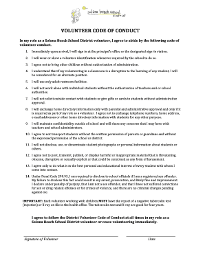 Volunteer Code of Conduct Agreement