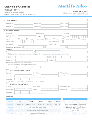 Change of Address Request Form