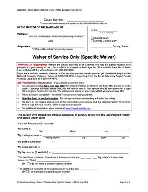 Texas Waiver of Service for Divorce