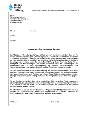 Einverständniserklärung