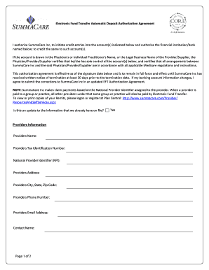 Electronic Fund Transfer Authorization Agreement