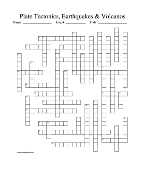 Plate Tectonics Earthquakes and Volcanoes Crossword