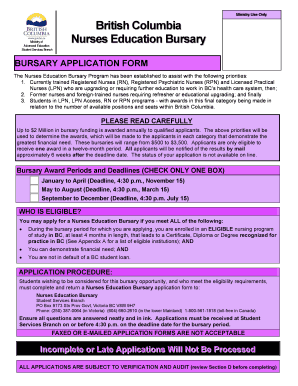 Nurses Education Bursary Application Form