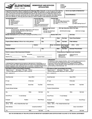 Elevations Credit Union Membership Application