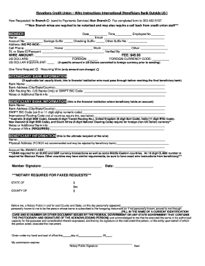 Elevations Credit Union International Wire Instructions