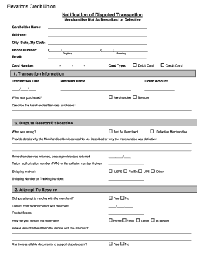 Disputed Transaction Notification Form