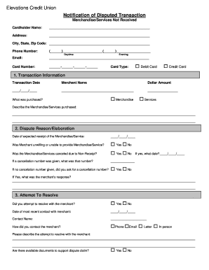 Notification of Disputed Transaction