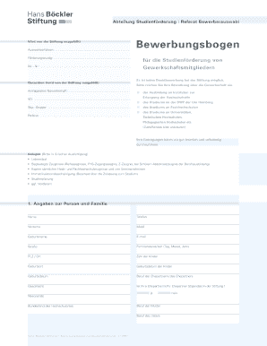 Bewerbungsbogen zur Studienförderung