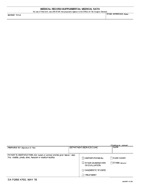 Supplemental Medical Data Form