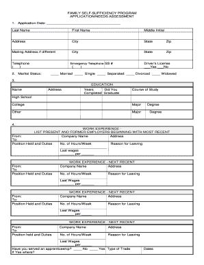 Family Self-Sufficiency Program Application