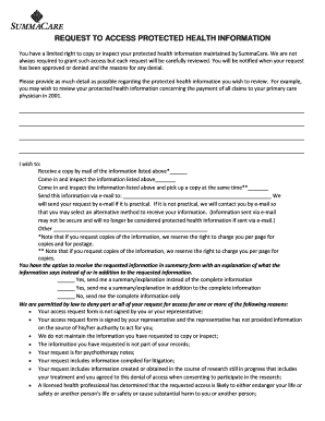 Request to Access Protected Health Information