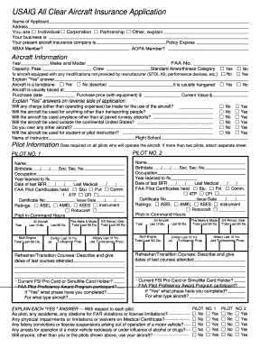USAIG Aircraft Insurance Application