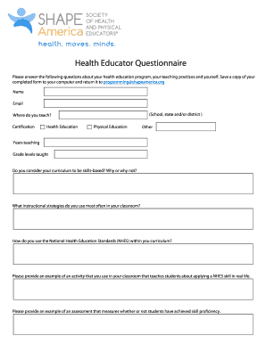 Health Educator Questionnaire