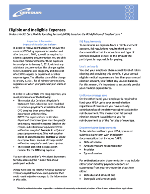 Health Care Flexible Spending Account Eligible Expenses