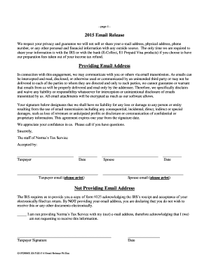 2015 Email Release Form