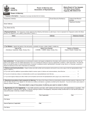 Maine Power of Attorney for Tax Matters