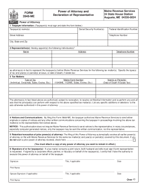 Maine Power of Attorney Form 2848-ME