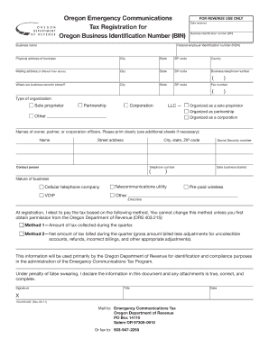 Oregon Emergency Communications Tax Registration