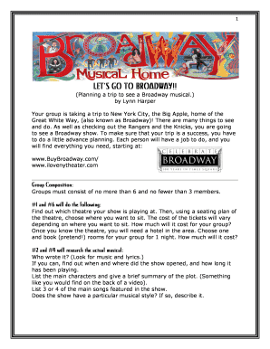 Broadway Trip Planning Form