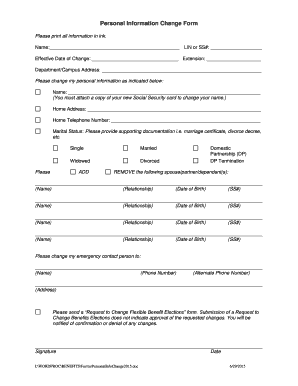 Personal Information Change Form