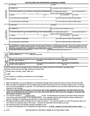 California Confidential Marriage License Application