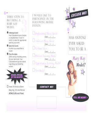 Mary Kay Modeling Event Participation Form