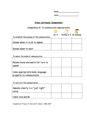 Cross-Curricular Competency Form